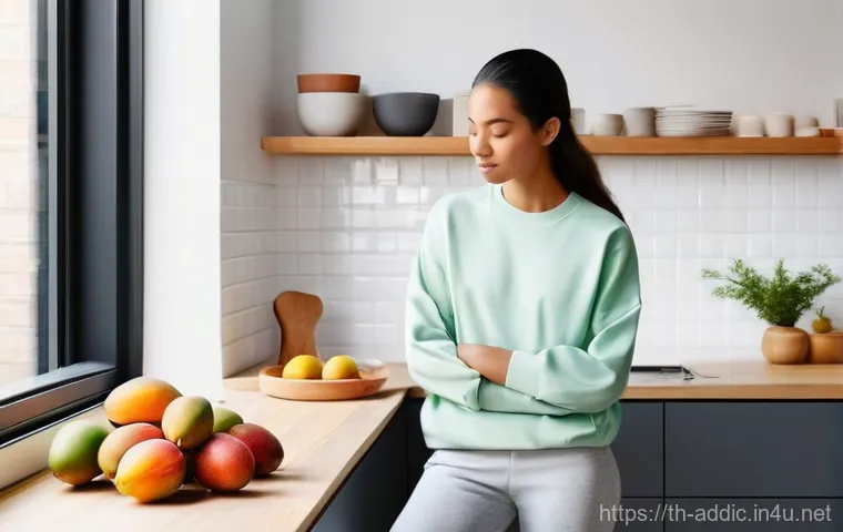 식이장애와 사회적 요인 - **Prompt:** A young adult, around early 20s, with a thoughtful expression, dressed in a comfortable ... 식이장애와 사회적 요인 - **Prompt:** A young adult, around early 20s, with a thoughtful expression, dressed in a comfortable ...