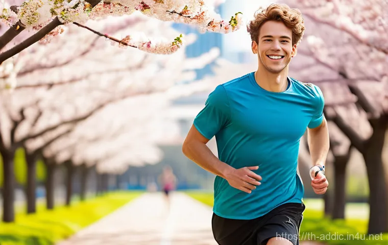 니코틴 중독과 뇌 기능 변화 - A vibrant, dynamic full-body shot of a young adult, approximately 20 years old, with short, curly br...